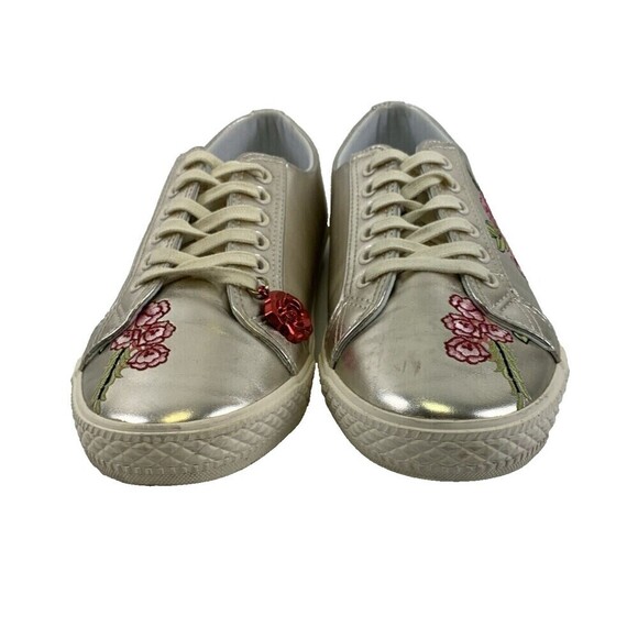 The Bedford Exchange Rose In Bloom Embroidered Faux Leather Sneakers Womens 10 - Picture 3 of 13